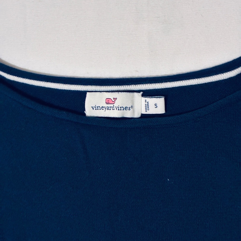 Vineyard Vines Sweater Womens Small Navy Sailboat Intarsia Knit Coastal Preppy - Picture 3 of 5